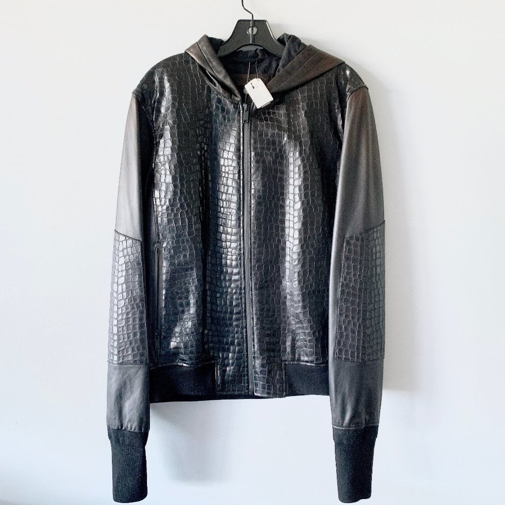 ❌SOLD❌Alexander Mcqueen Leather Croc Embossed Hoodie